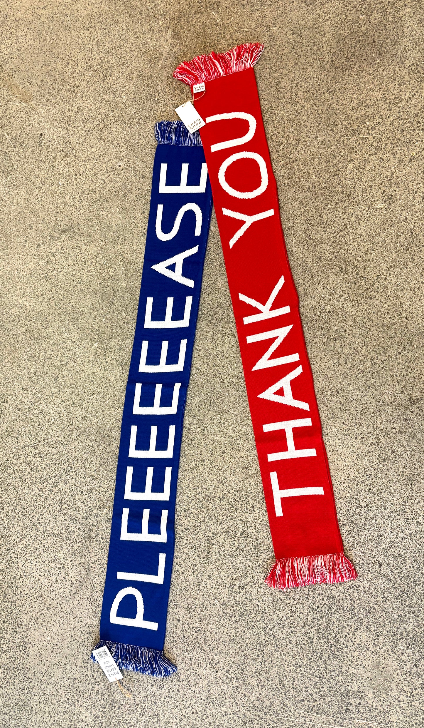 Pleeeeease / Thank You - Football Scarf by David Shrigley